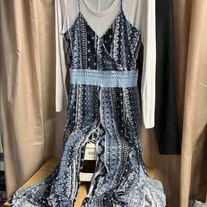 No Boundaries Blue Patterned Jumpsuit (top sold separately)